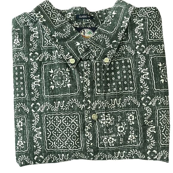 Vintage Reyn Spooner Popover Shirt Men's XXL Lot Of 2 Reverse Print Hawaii Green - Picture 2 of 15